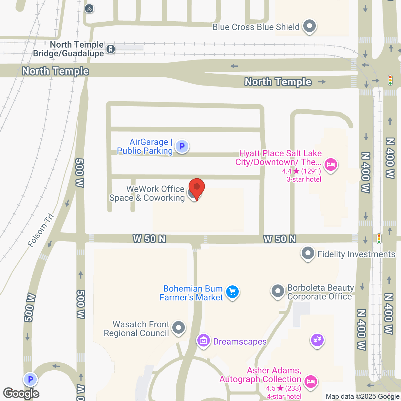 Map of downtown Salt Lake City showing the Fairpark Capital office